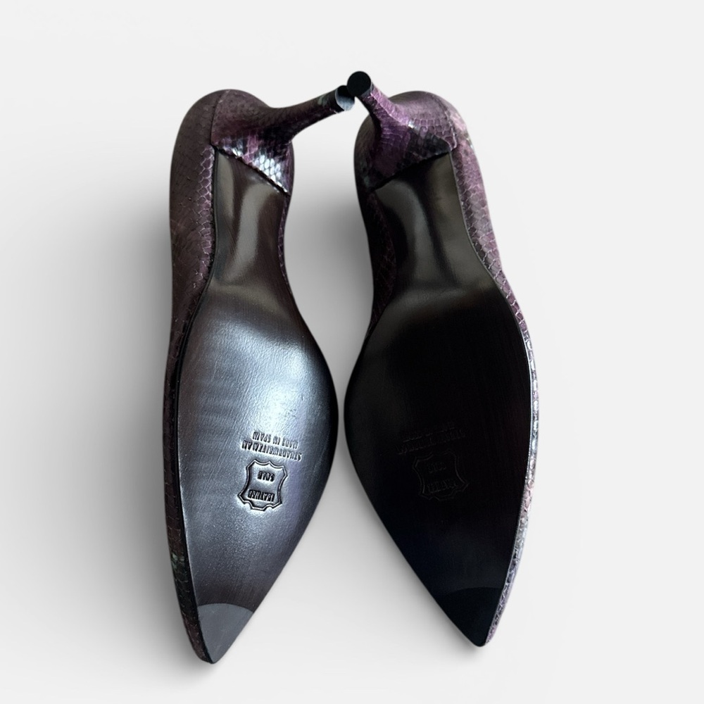 Stuart Weitzman Slender Plum painted python pumps… - image 7